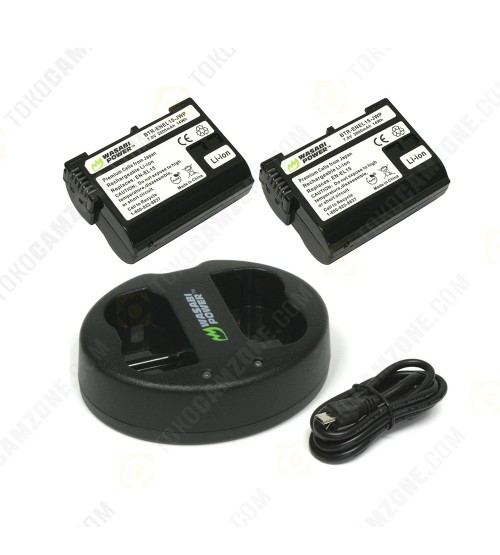 Wasabi Power Battery (2-Pack) and Dual Charger for Nikon EN-EL15